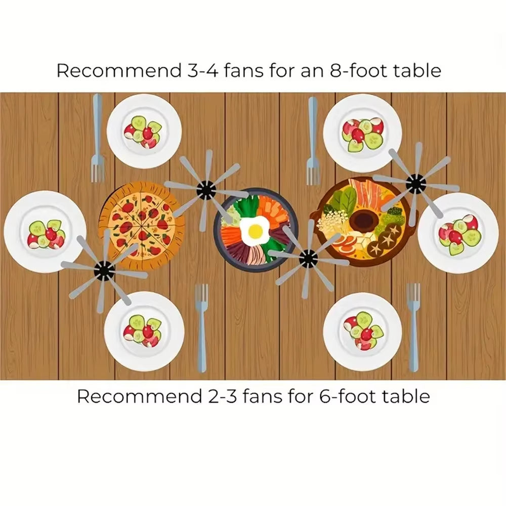 Rechargeable/Dry Cell Outdoor Multifunctional Fly Repellent 360° Rotation Fan-Type Food Protector Pest Drive Away Table Fan