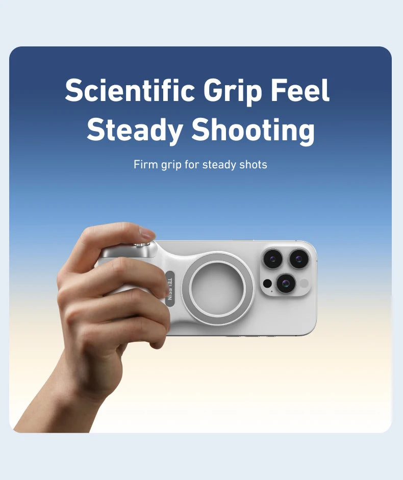 TELESIN Magnetic Hand Grip for Smartphone Photography with Remote Control - Compatible with iPhone, HUAWEI, and SAMSUNG Devices