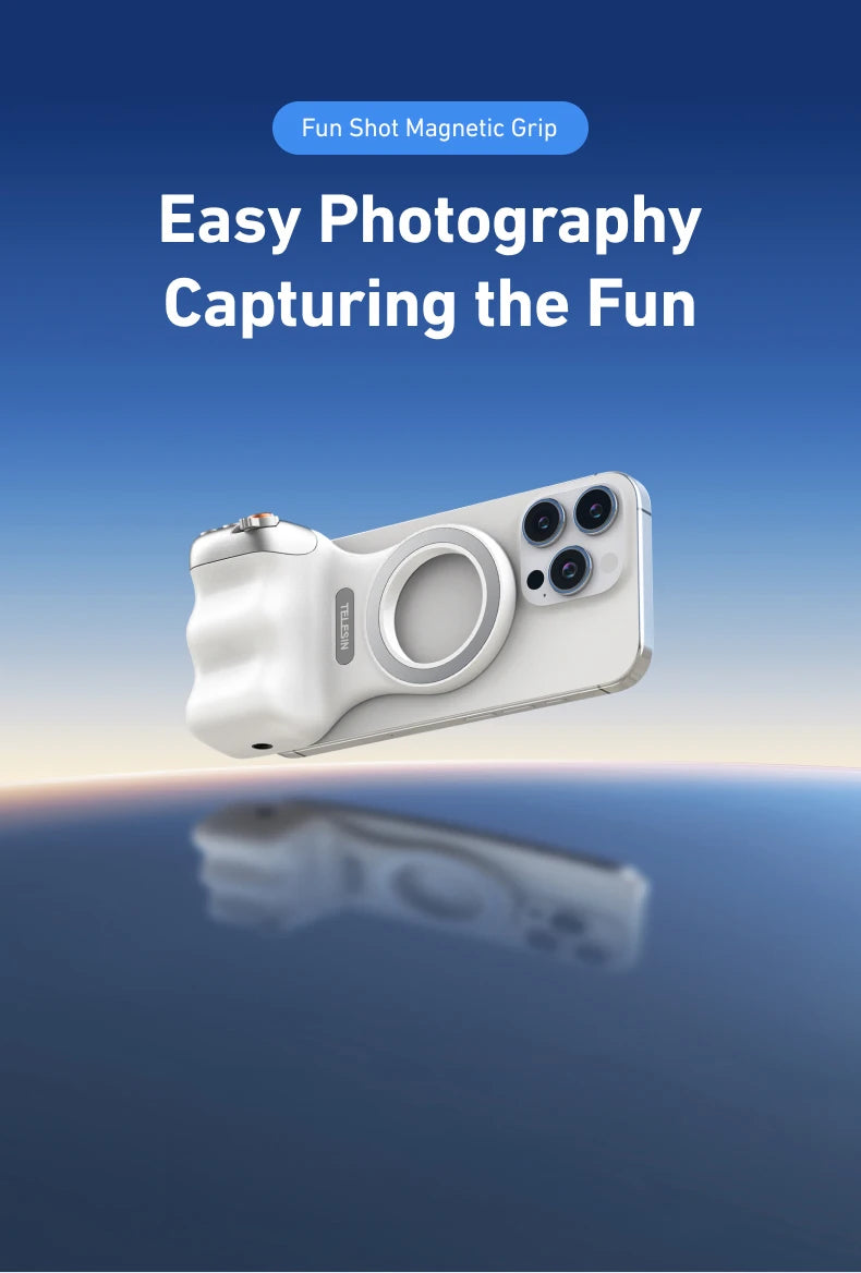 TELESIN Magnetic Hand Grip for Smartphone Photography with Remote Control - Compatible with iPhone, HUAWEI, and SAMSUNG Devices