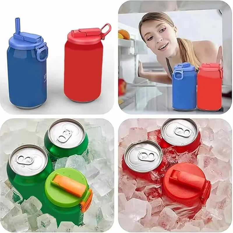 Portable Silicone Soda Can Lid with Reusable Straw - Ideal for Canned Beverages, Beer, and Juice