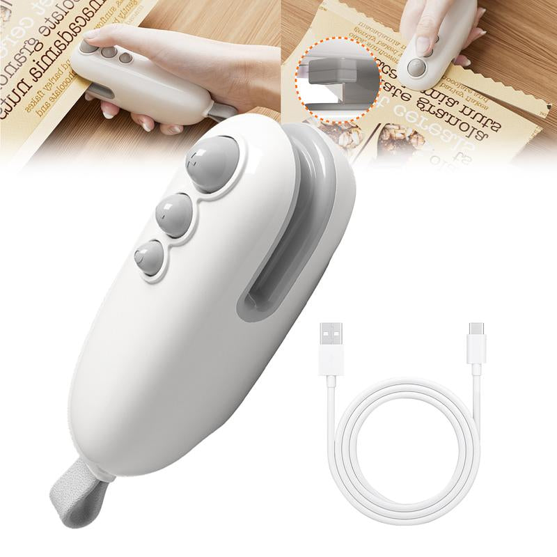 Mini Sealing Machine, 2-In-1 Sealing Machine Blade and Magnetic Suction Design, Funky Kitchen Supplies,Usb-C Rechargeable Handheld Sealing, Potato Chip Sealing Machine, with Long-Lasting Battery Life, Bag Cutting Machine, Food Storage Sealing Machine