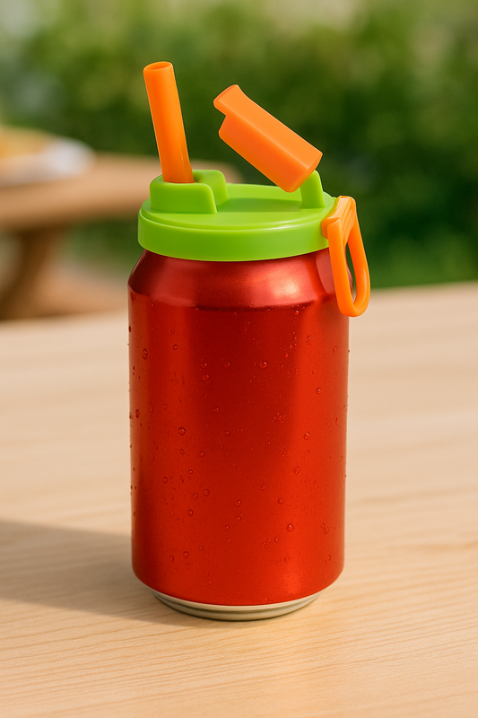 Portable Silicone Soda Can Lid with Reusable Straw - Ideal for Canned Beverages, Beer, and Juice