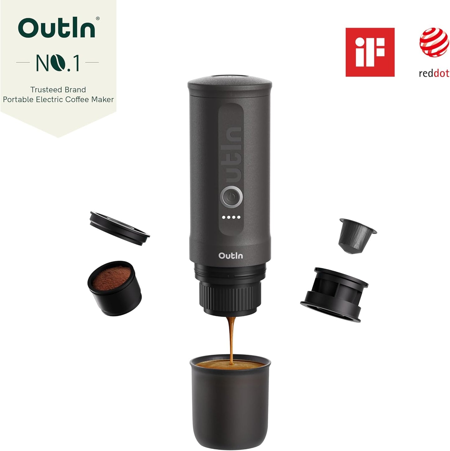 Nano Portable Electric Espresso Machine, Travel Coffee Maker for Camping, Car Coffee Maker Self-Heating with USB-C, with Ground Coffee & NS Capsule for RV, Hiking, Office