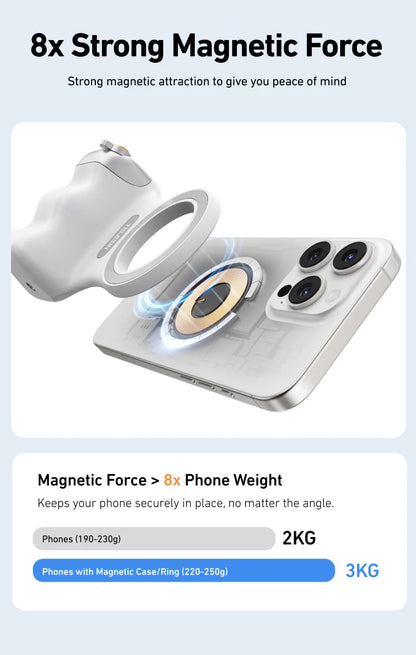 TELESIN Magnetic Hand Grip for Smartphone Photography with Remote Control - Compatible with iPhone, HUAWEI, and SAMSUNG Devices