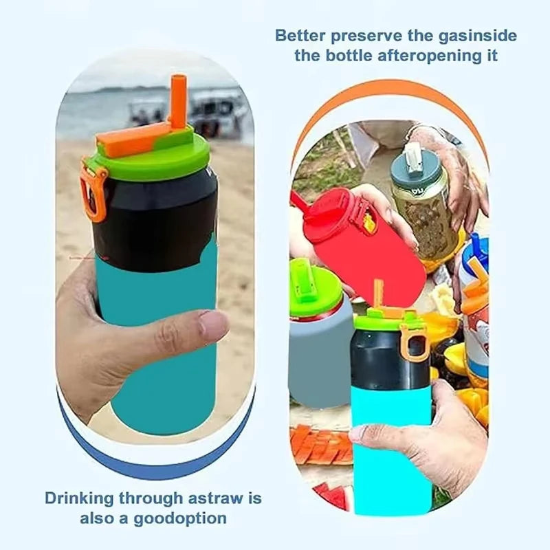 Portable Silicone Soda Can Lid with Reusable Straw - Ideal for Canned Beverages, Beer, and Juice