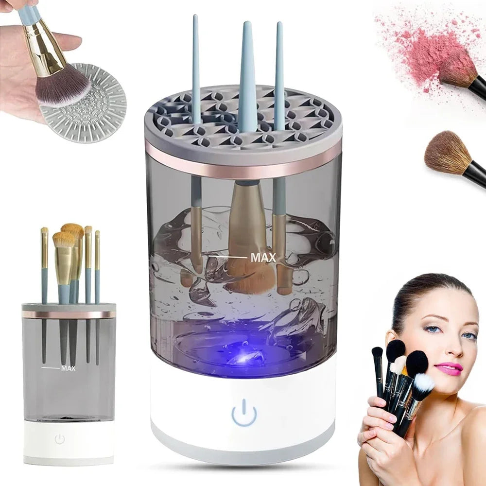 Electric Makeup Brush Cleaner Automatic Spinner Makeup Brush Holder Stand Women Lazy Cleaning Brush Washer Quick Dry Tool
