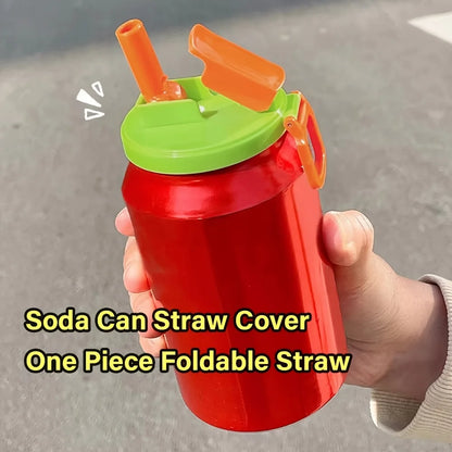 Portable Silicone Soda Can Lid with Reusable Straw - Ideal for Canned Beverages, Beer, and Juice