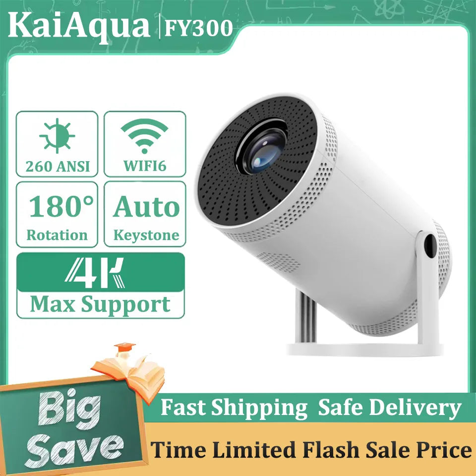 Mini Portable Projector Support 4K 1080P Video