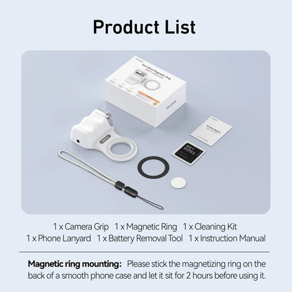 TELESIN Magnetic Hand Grip for Smartphone Photography with Remote Control - Compatible with iPhone, HUAWEI, and SAMSUNG Devices